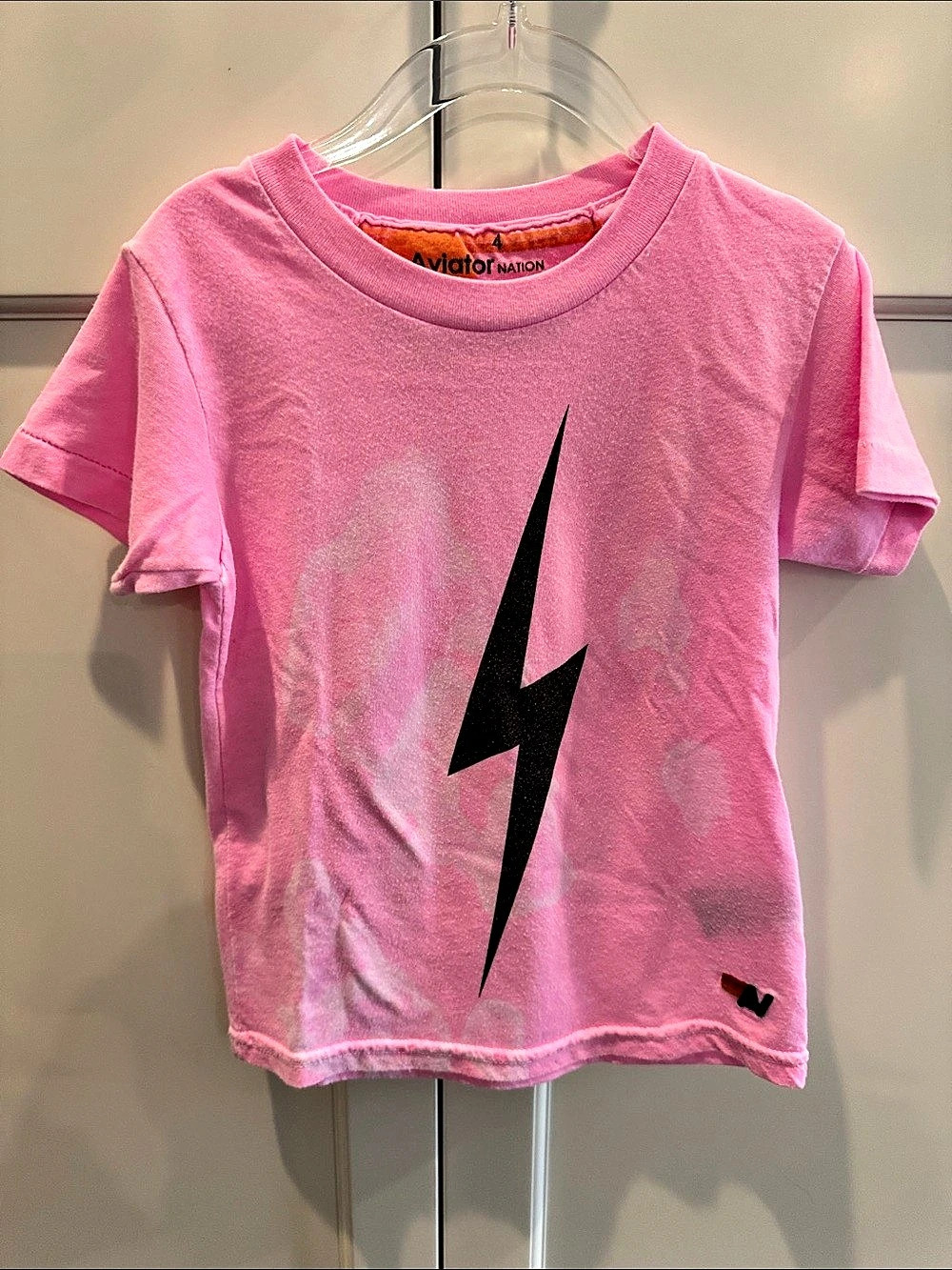 Aviator Nation Kid's Bolt Tee in Pink & Black Girls 4